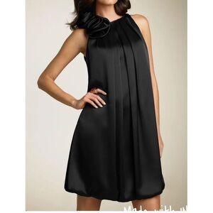 ABS BY ALLEN SCHWARTZ Black Satin Charmeuse Dress
